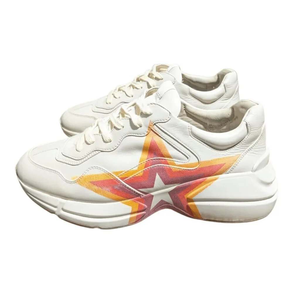 GUCCI Calfskin Interlocking G Heart Rhyton Sneakers Size 8
